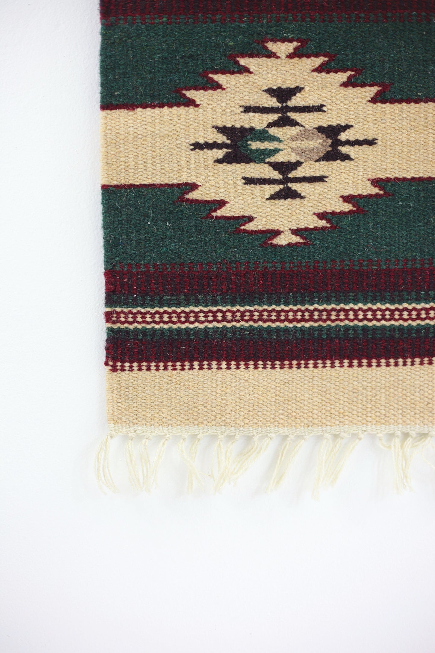 SOLD - Vintage Southwestern Handwoven Wool Mat / Wall Tapestry