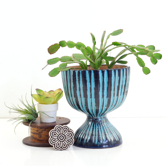 SOLD - Rare Vintage Stangl Blue Pompeii Pedestal Planter