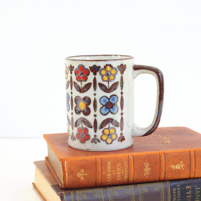 SOLD - Vintage Stoneware Flower Mug