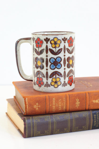 SOLD - Vintage Stoneware Flower Mug
