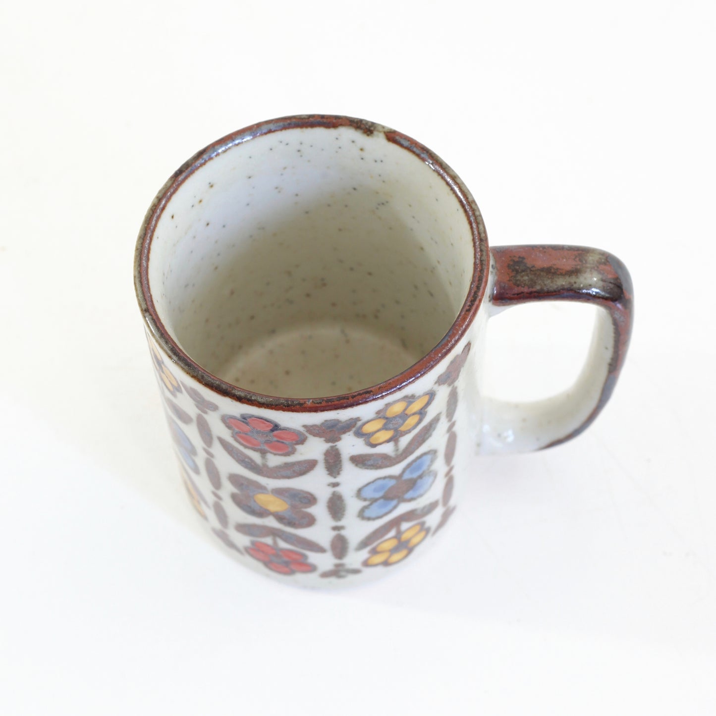 SOLD - Vintage Stoneware Flower Mug
