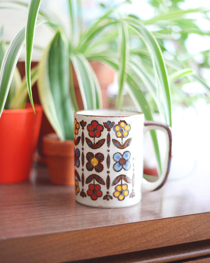 SOLD - Vintage Stoneware Flower Mug