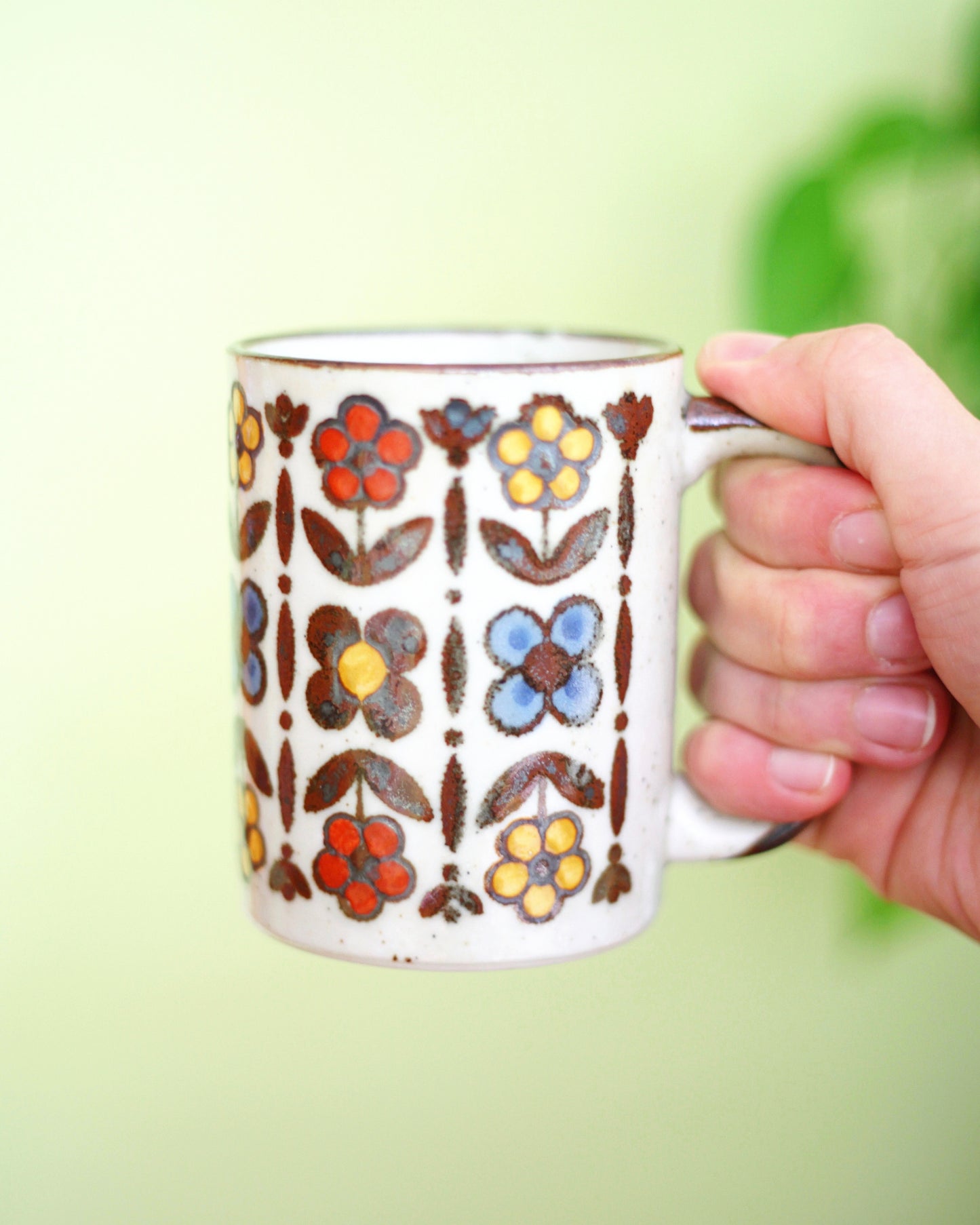 SOLD - Vintage Stoneware Flower Mug