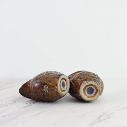 SOLD - Vintage Stoneware Owl Salt and Pepper Shakers