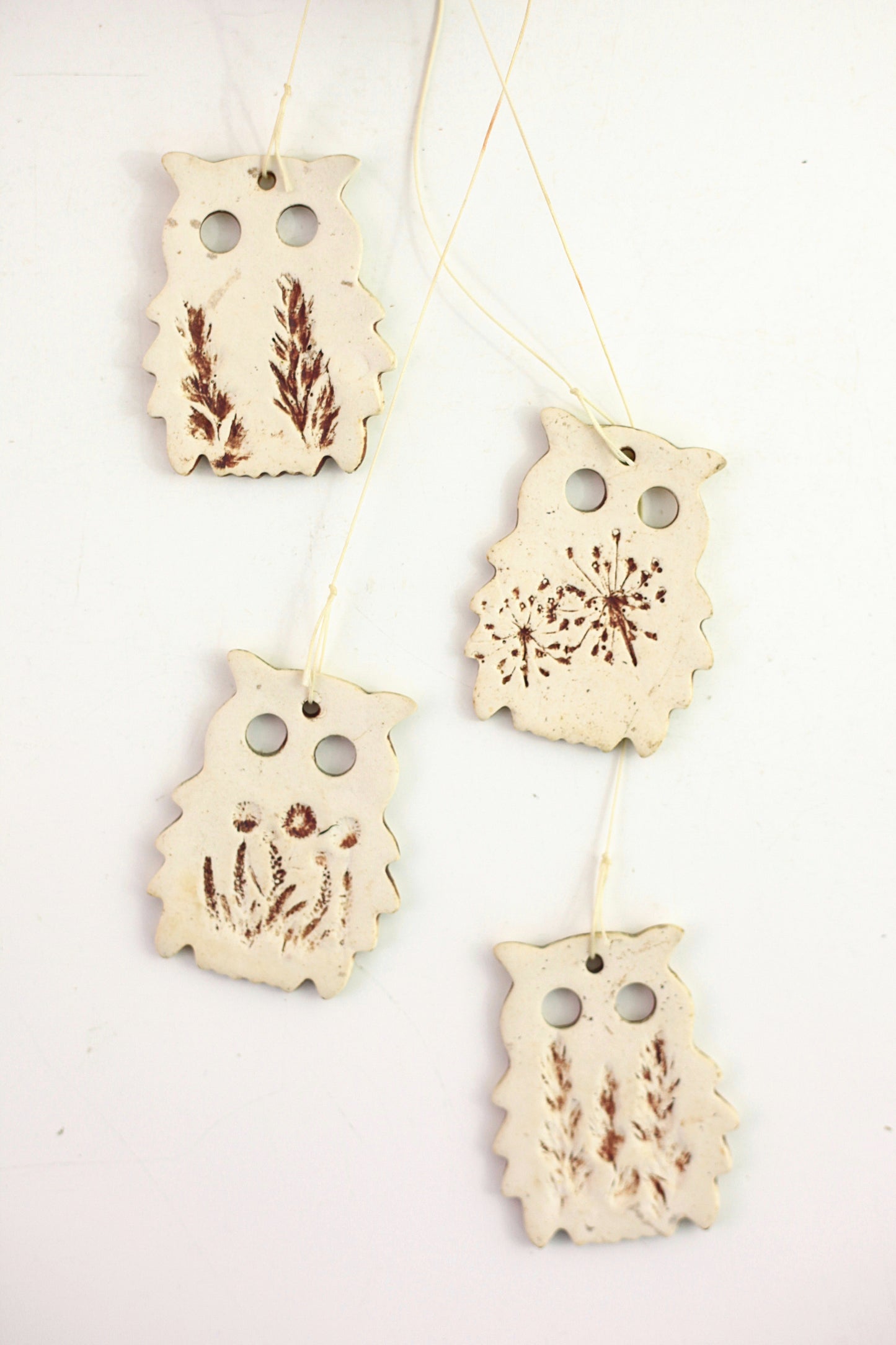 SOLD - Vintage Stoneware Owl Wind Chimes