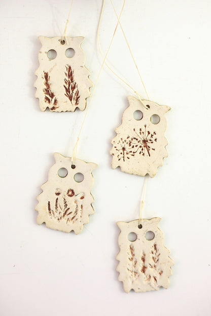 SOLD - Vintage Stoneware Owl Wind Chimes