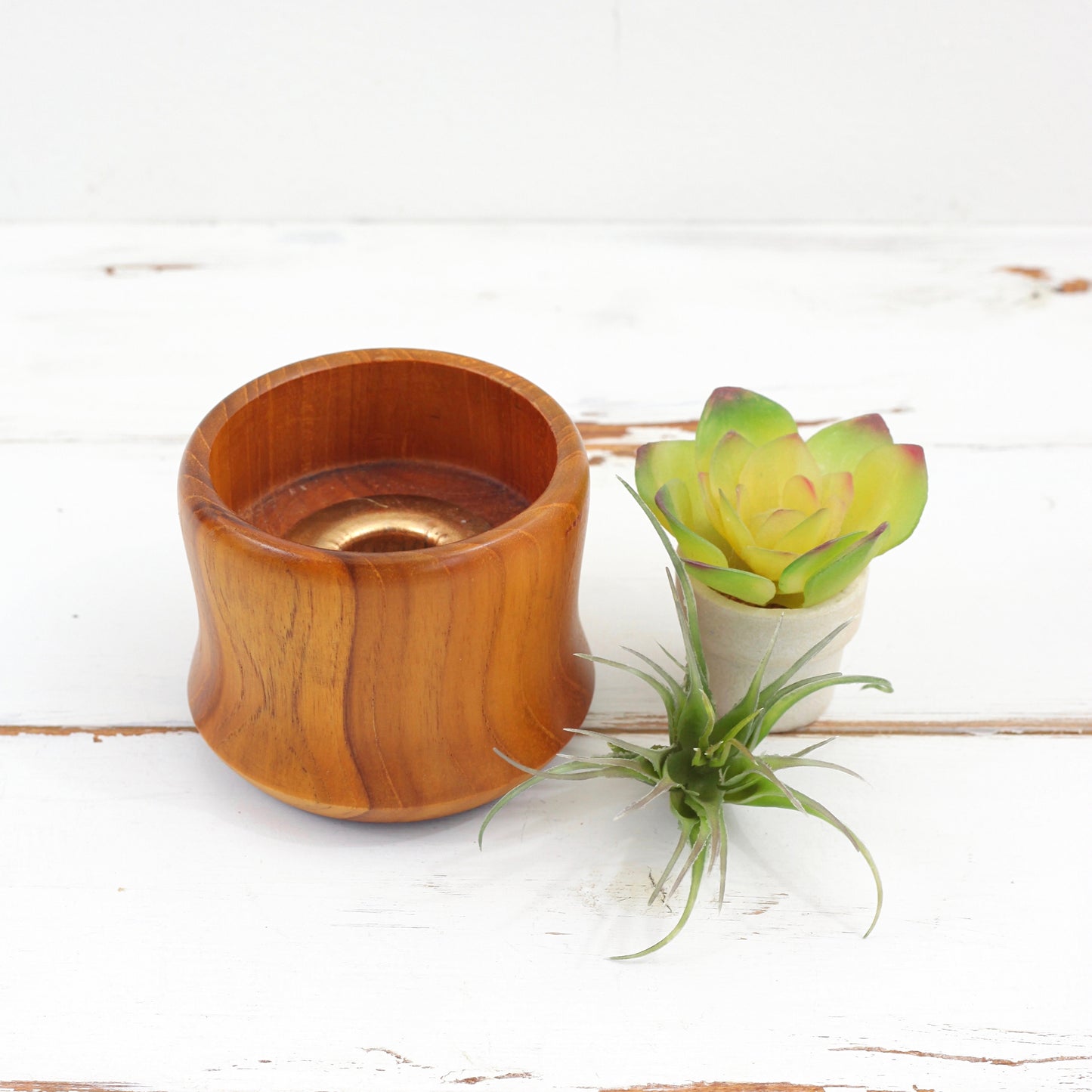 SOLD - Mid Century Modern Teak Wood Candle Holder