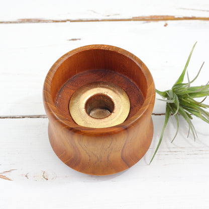 SOLD - Mid Century Modern Teak Wood Candle Holder