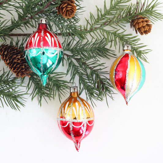 SOLD - Mid Century Mercury Glass Ornaments from Poland