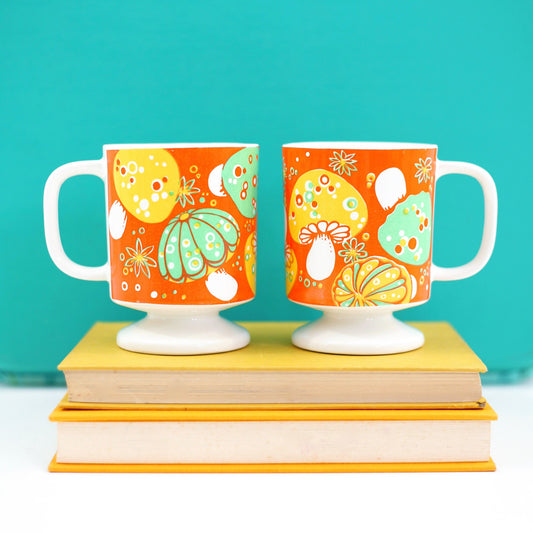 SOLD - Vintage Pair of Mushroom Mugs