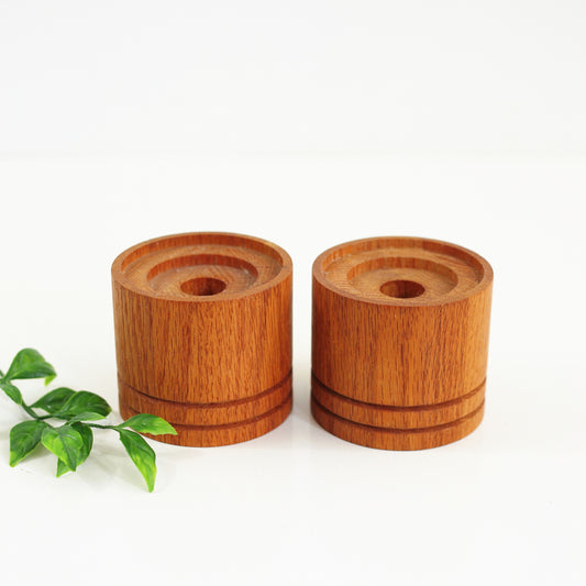 SOLD - Vintage Turned Wood Candle Holders