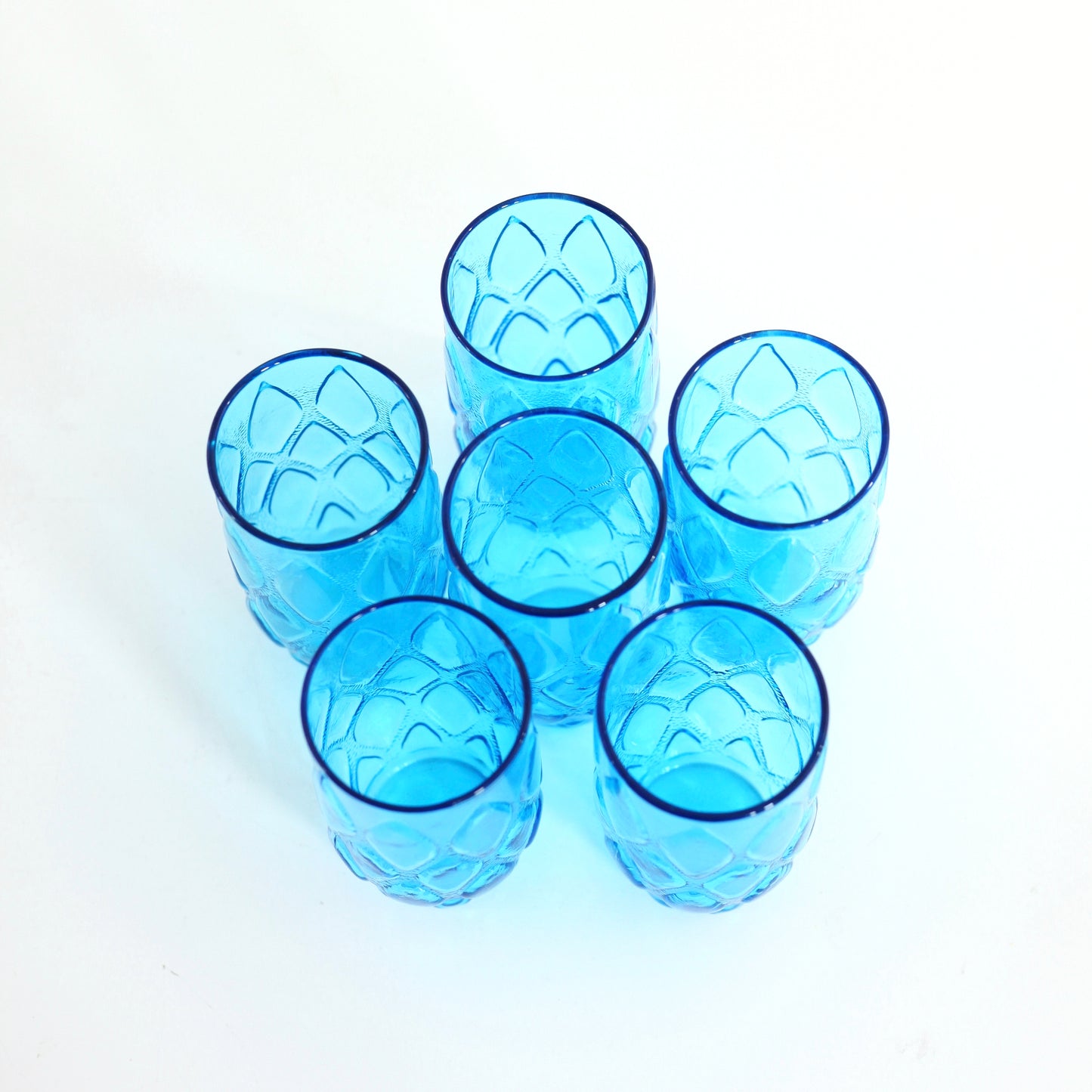 SOLD - Mid Century Turquoise Blue Madrid Glasses by Anchor Hocking