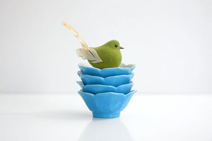 SOLD - Vintage Set of Four Turquoise Blue Porcelain Lotus Bowls