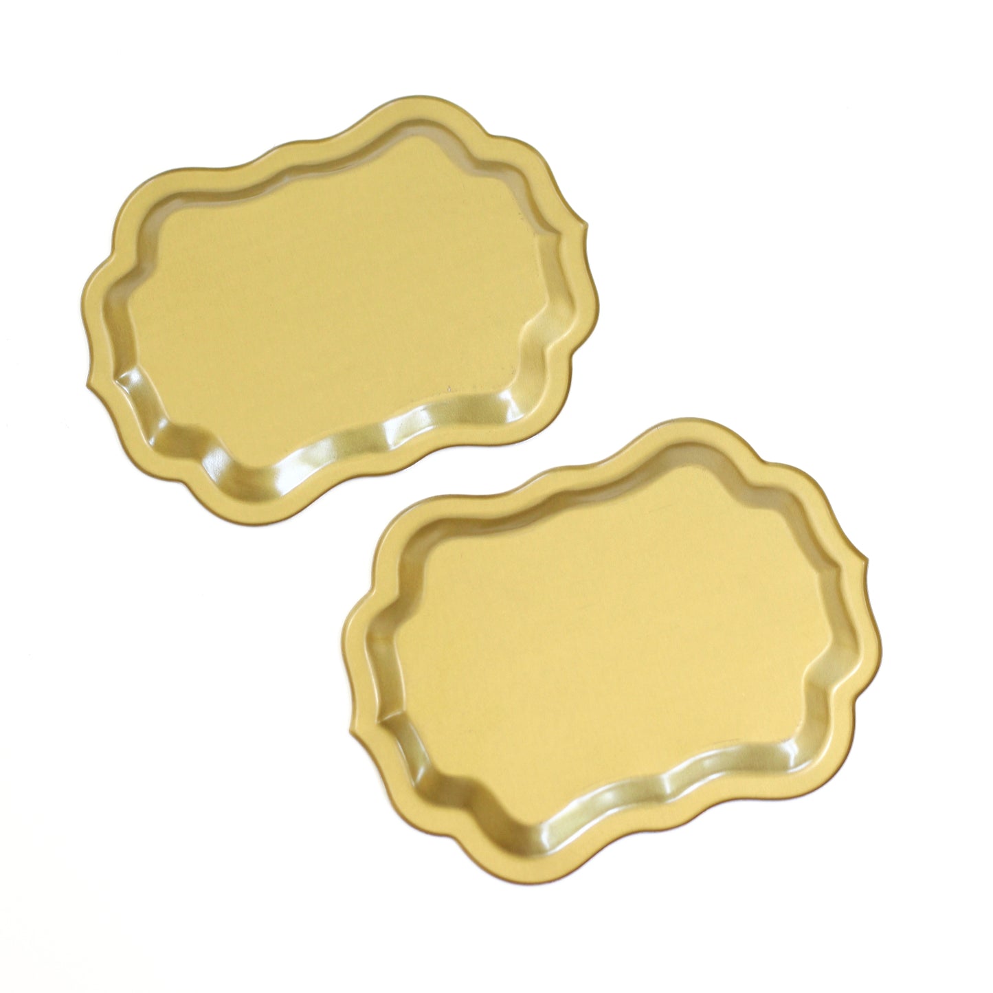 SOLD - Mid Century Modern Aqua & Gold Polka Dot Cocktail Trays