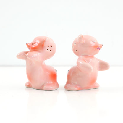 SOLD - Vintage Pink Hugging Bears Salt & Pepper Shakers