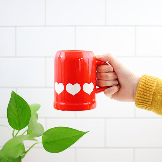 SOLD - Vintage Waechtersbach Red Hearts Stein