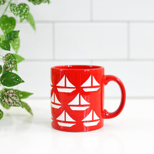 SOLD - Vintage Waechtersbach Red Sailboat Mug