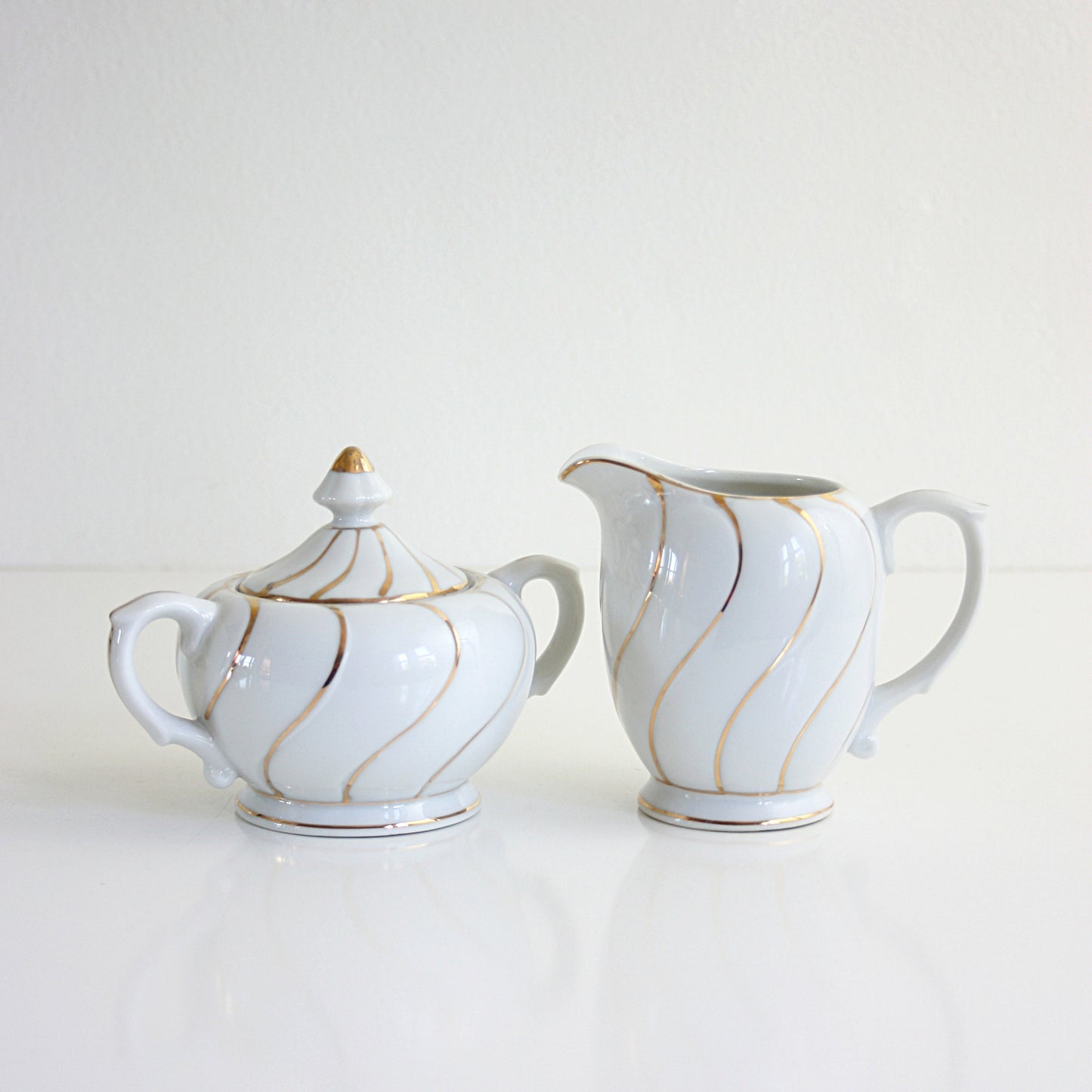 SOLD - Vintage White and Gold Porcelain Tea Set / Mid Century Tea Service from Japan