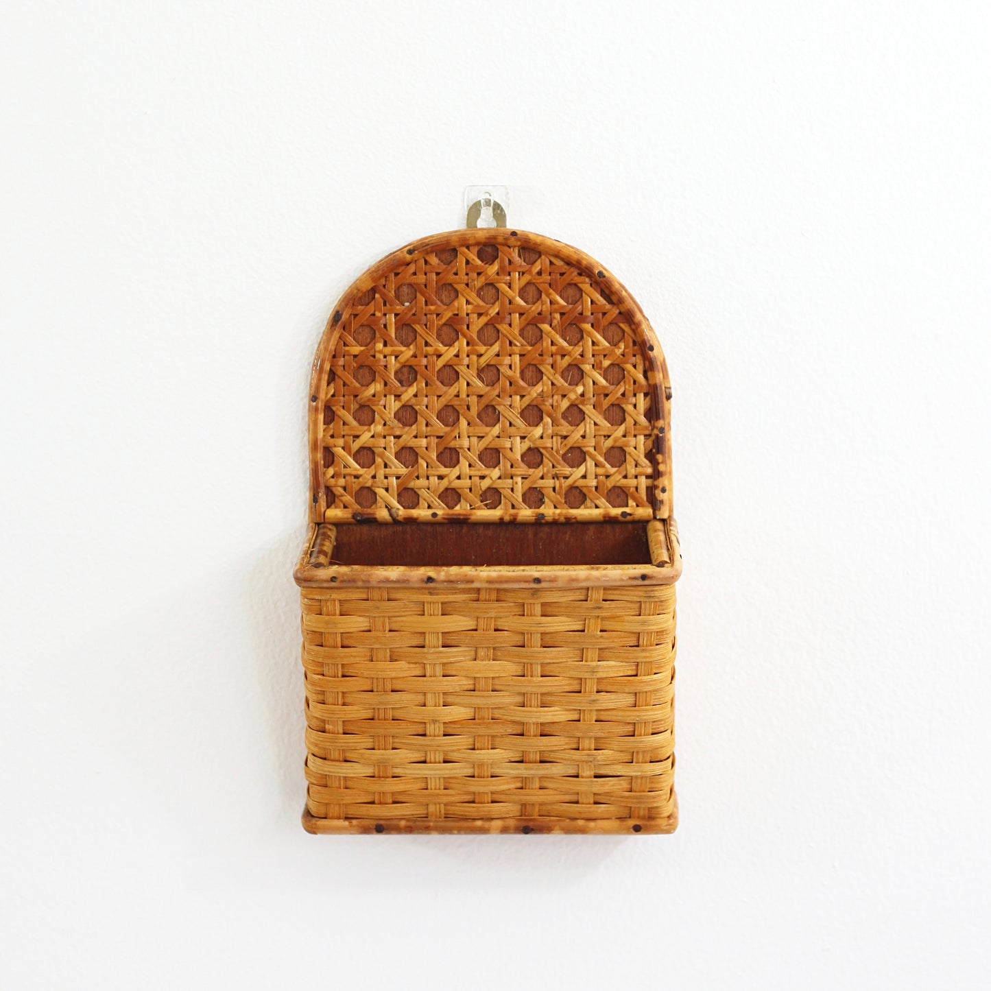 SOLD - Vintage Rattan and Wicker Wall Pocket
