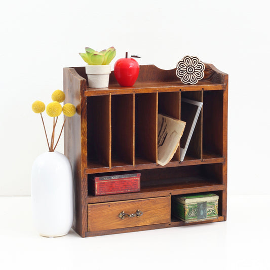 SOLD - Vintage Wood Desktop Mail Sorter