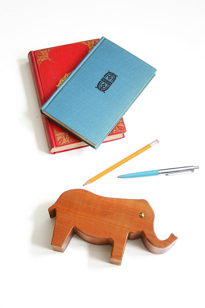 SOLD - Vintage Wooden Elephant Pen & Pencil Holder