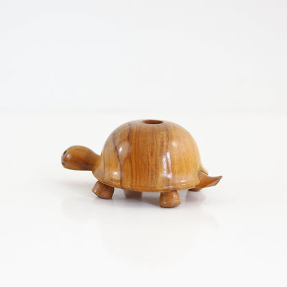 SOLD - Vintage Wooden Turtle Candle Holder