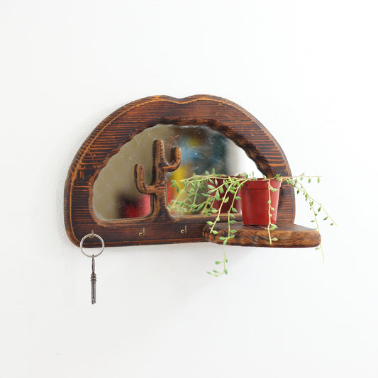 SOLD - Vintage Wooden Cactus Entryway Organizer