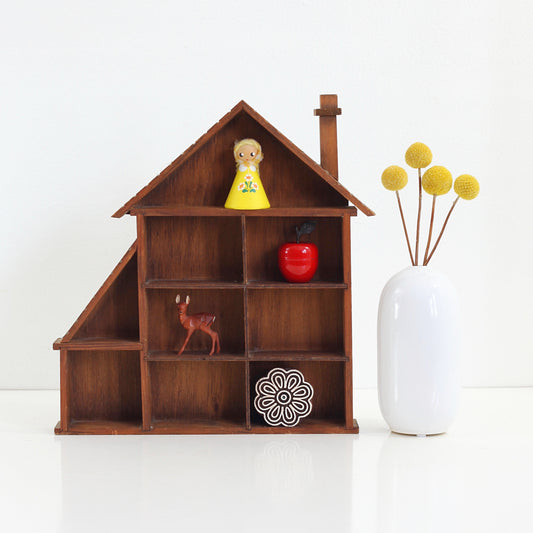 SOLD - Vintage Wood House Curio Display Shelf