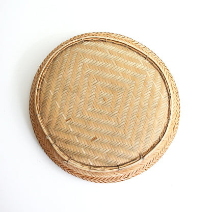 SOLD - Vintage Woven Diamond Pattern Basket Tray