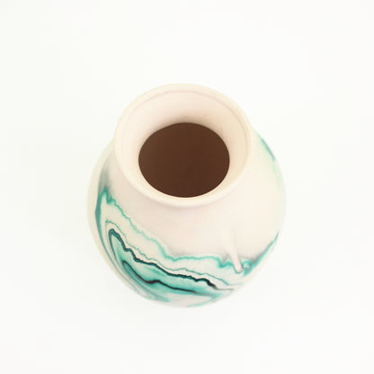 SOLD - Vintage Large Emerald Swirl Nemadji Pottery Vase