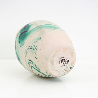 SOLD - Vintage Large Emerald Swirl Nemadji Pottery Vase