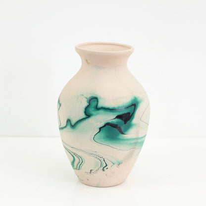 SOLD - Vintage Large Emerald Swirl Nemadji Pottery Vase