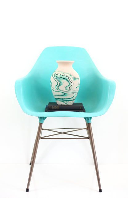 SOLD - Vintage Large Emerald Swirl Nemadji Pottery Vase