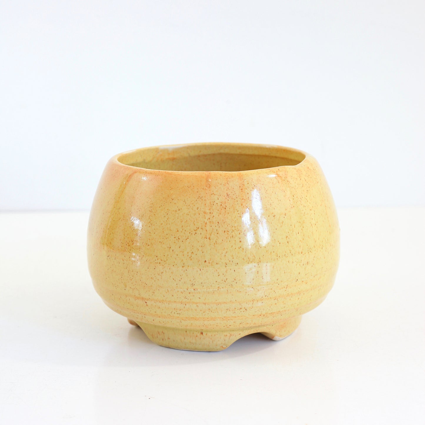 SOLD - Mid Century Mustard Yellow Footed Planter