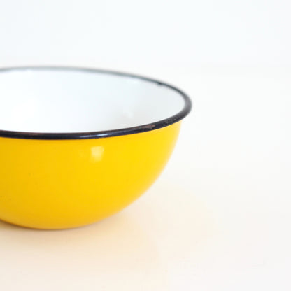SOLD - Vintage Yellow Enamel Bowl