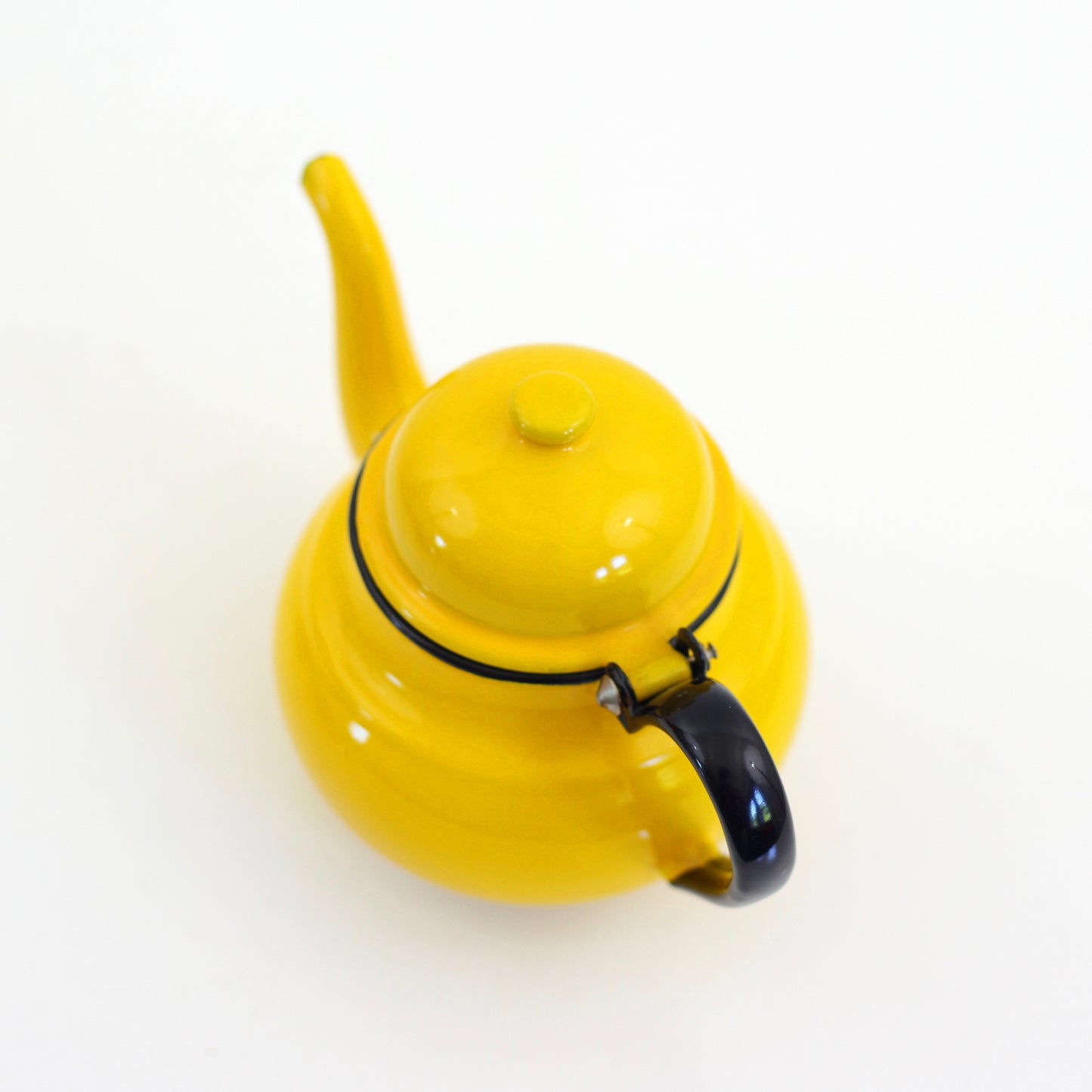 SOLD - Vintage Yellow Enamel Tea Kettle