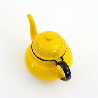 SOLD - Vintage Yellow Enamel Tea Kettle