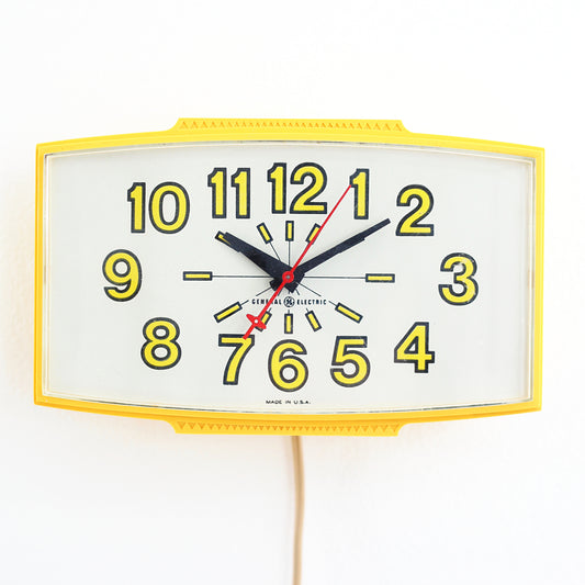 SOLD - Vintage 1960s Yellow General Electric Wall Clock