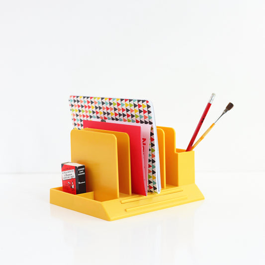 SOLD - Vintage Yellow Max Klein Desk Organizer