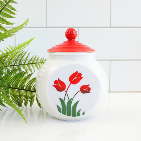 SOLD - Vintage 1940s Anchor Hocking Vitrock Tulip Jar