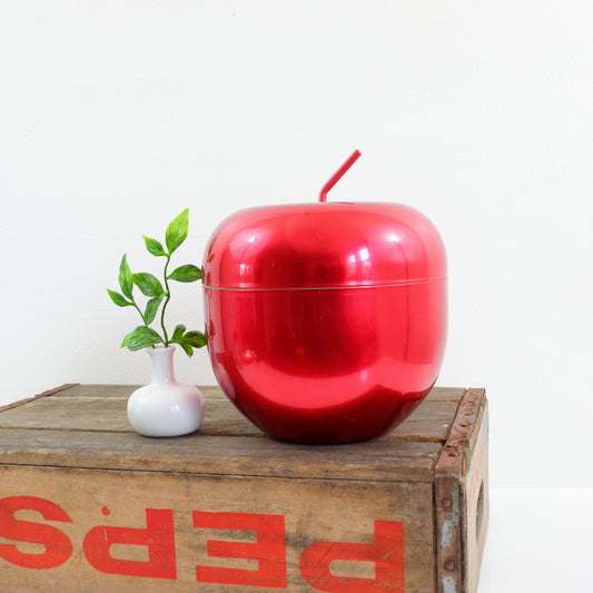 SOLD - Vintage Anodized Aluminum Red Apple Ice Bucket