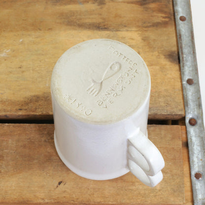 SOLD - Vintage Bennington Potters White Trigger Handle Mug
