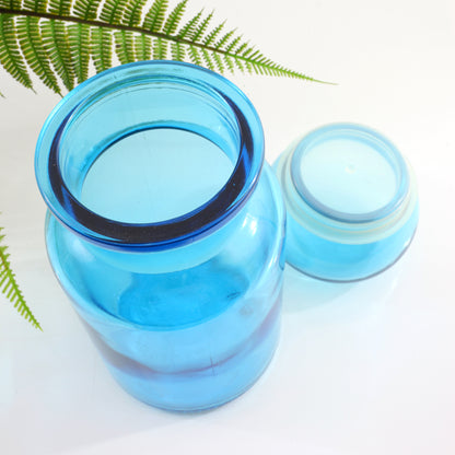 SOLD - Vintage Turquoise Blue Glass Apothecary Jar from Belgium