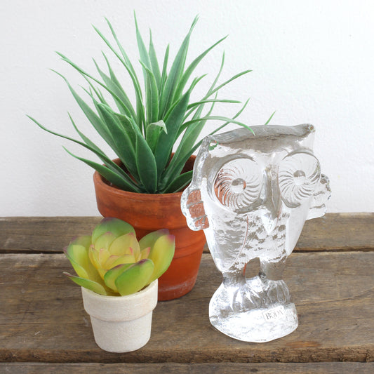 SOLD - Vintage Art Glass Owl by Erik Hogund for Kosta Boda Sweden