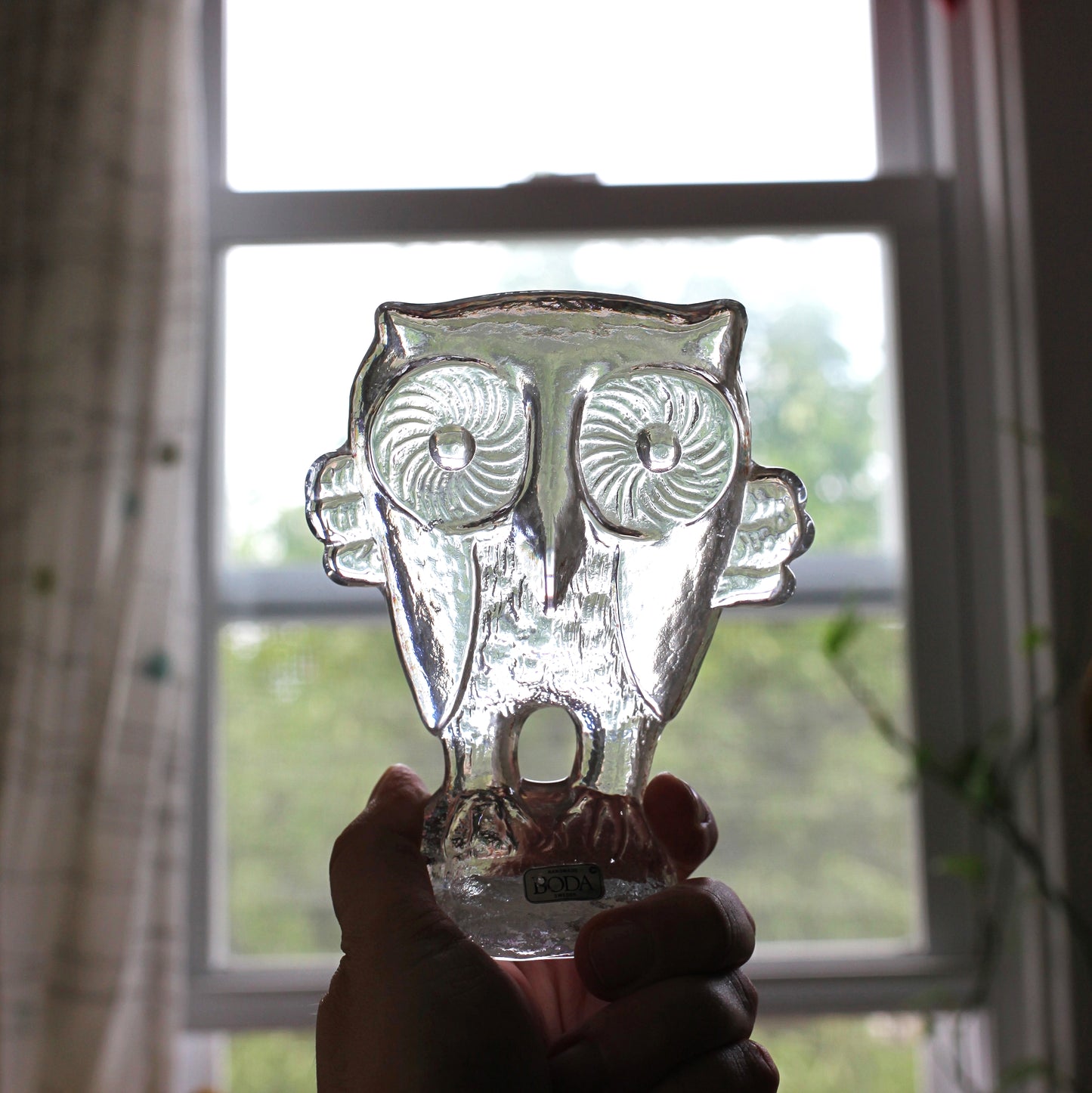 SOLD - Vintage Art Glass Owl by Erik Hogund for Kosta Boda Sweden