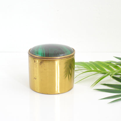 SOLD - Vintage Brass & Malachite Trinket Box
