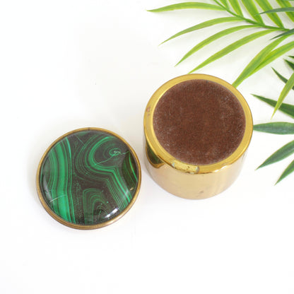 SOLD - Vintage Brass & Malachite Trinket Box