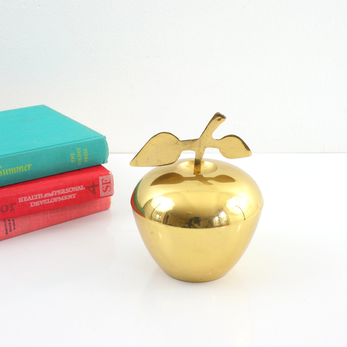 SOLD - Vintage Brass Apple Container