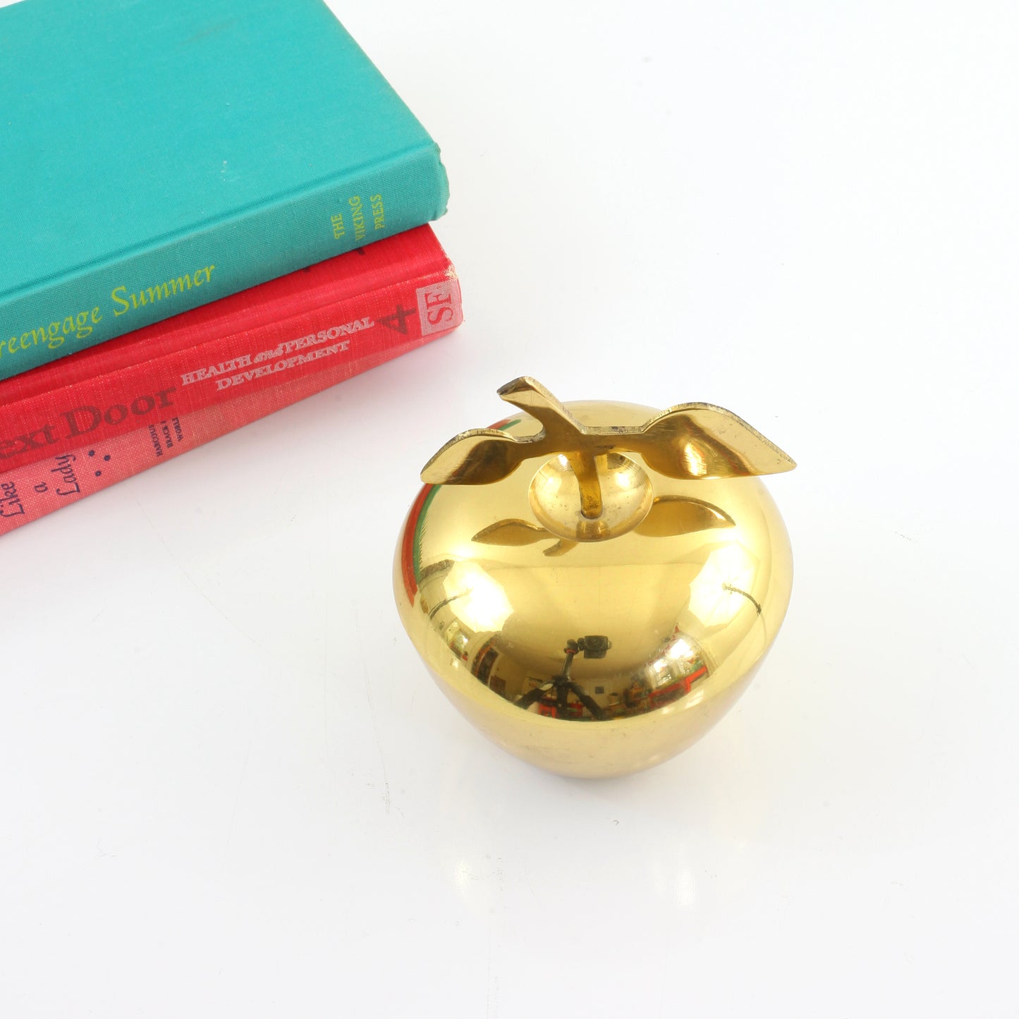 SOLD - Vintage Brass Apple Container