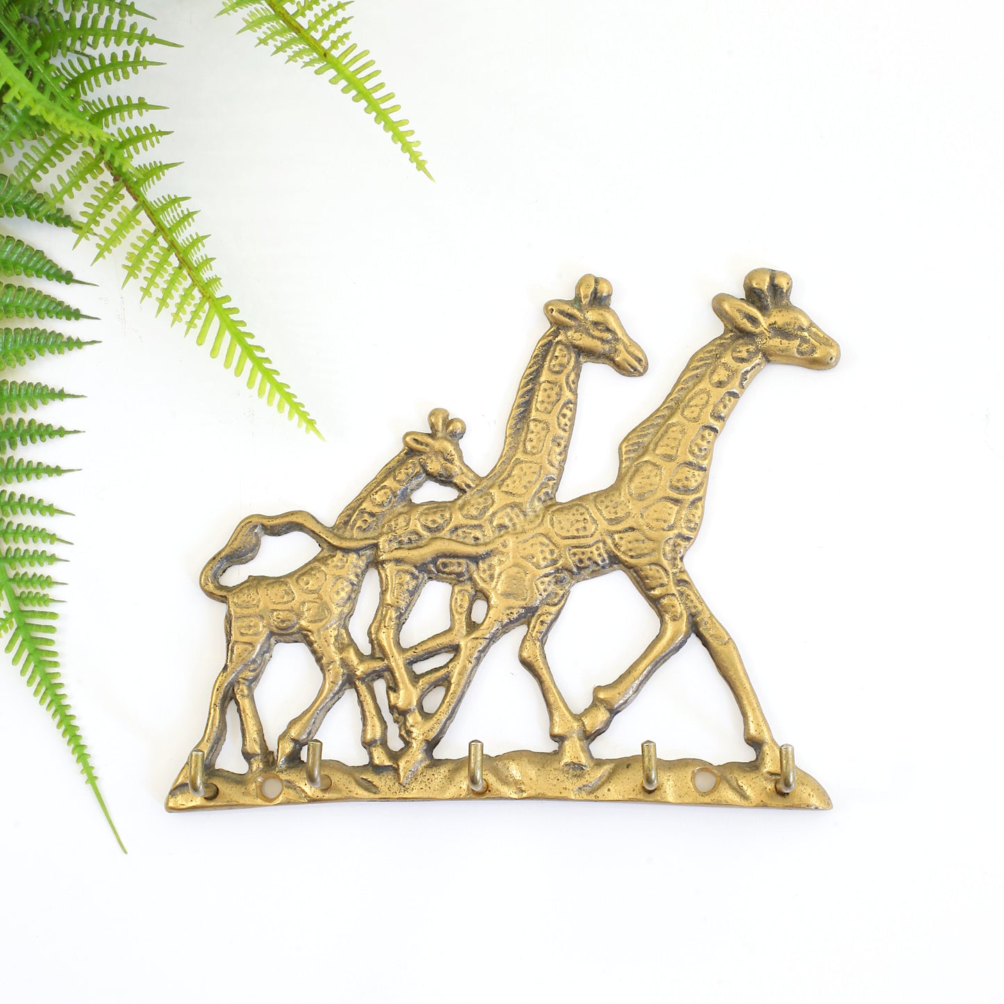 SOLD - Vintage Brass Giraffe Wall Hooks